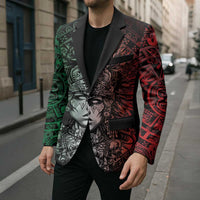Mexico Aztec Warrior Goddess Blazer Aztec Skull Tribal Calender Tricolor Spirit - Wonder Print Shop