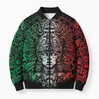 Mexico Aztec Warrior Goddess Bomber Puffer Jacket Aztec Skull Tribal Calender Tricolor Spirit - Wonder Print Shop