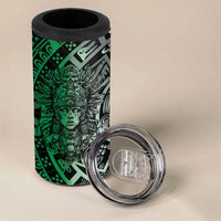 Mexico Aztec Warrior Goddess 4 in 1 Can Cooler Tumbler Aztec Skull Tribal Calender Tricolor Spirit - Wonder Print Shop