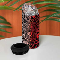 Mexico Aztec Warrior Goddess 4 in 1 Can Cooler Tumbler Aztec Skull Tribal Calender Tricolor Spirit - Wonder Print Shop