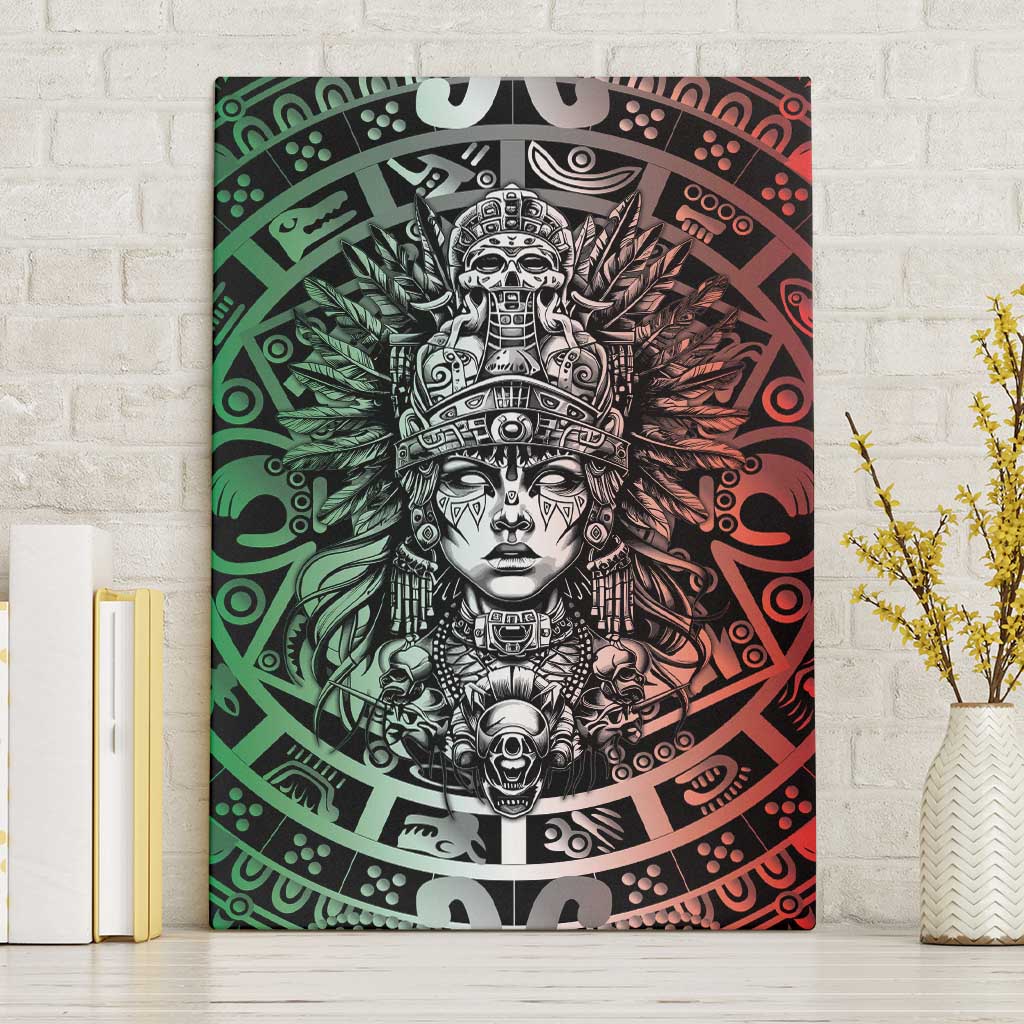 Mexico Aztec Warrior Goddess Canvas Wall Art Aztec Skull Tribal Calender Tricolor Spirit - Wonder Print Shop