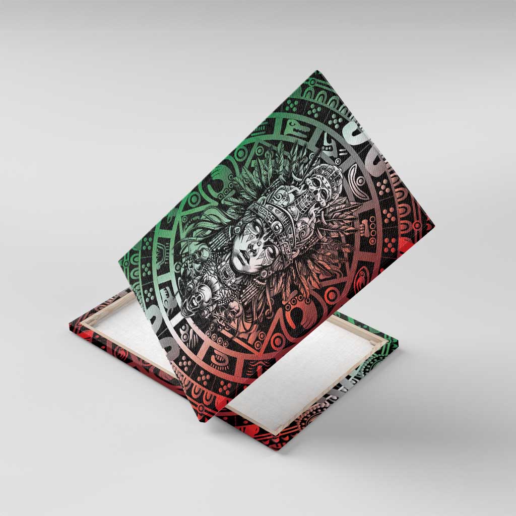 Mexico Aztec Warrior Goddess Canvas Wall Art Aztec Skull Tribal Calender Tricolor Spirit - Wonder Print Shop