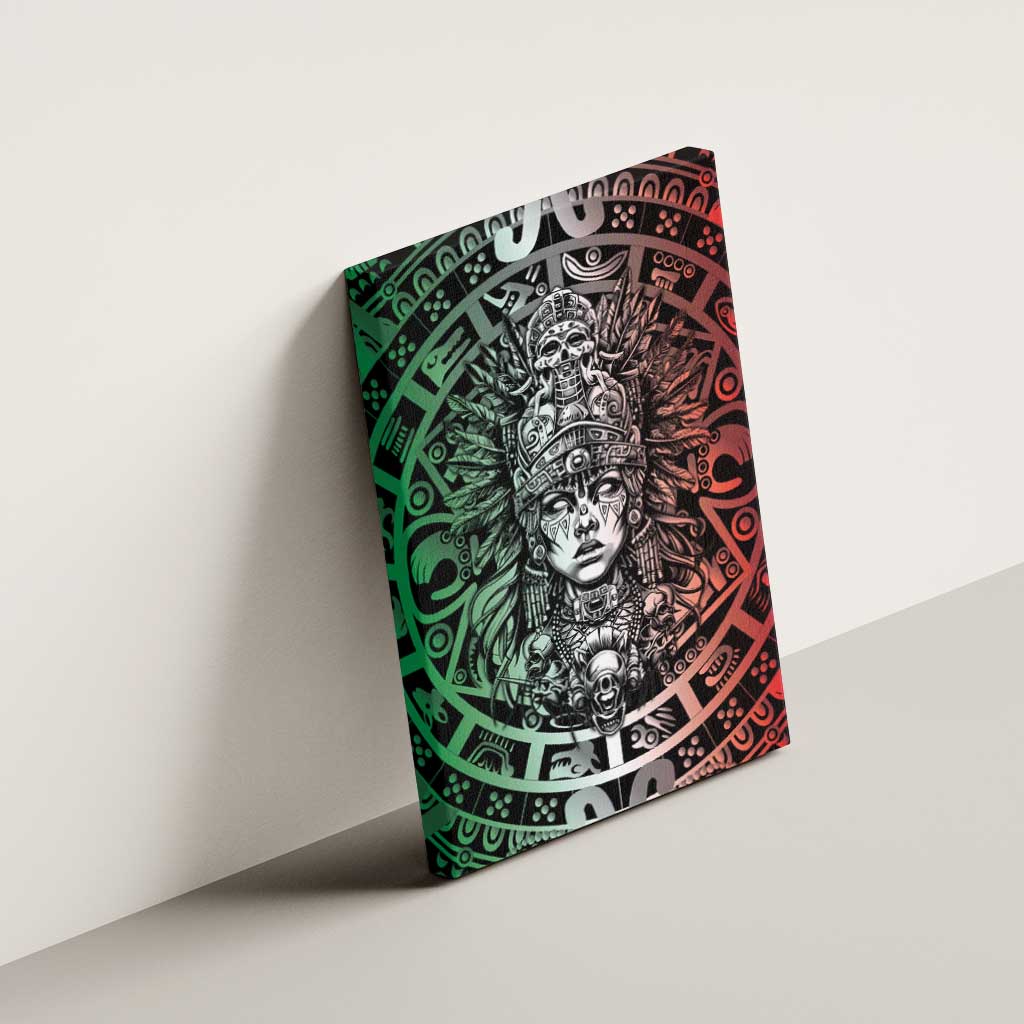 Mexico Aztec Warrior Goddess Canvas Wall Art Aztec Skull Tribal Calender Tricolor Spirit - Wonder Print Shop