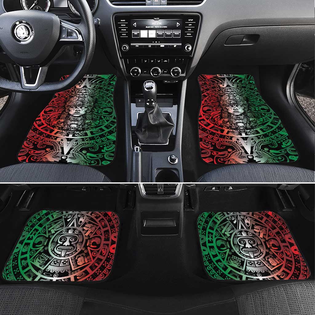 Mexico Aztec Warrior Goddess Car Mats Aztec Skull Tribal Calender Tricolor Spirit - Wonder Print Shop
