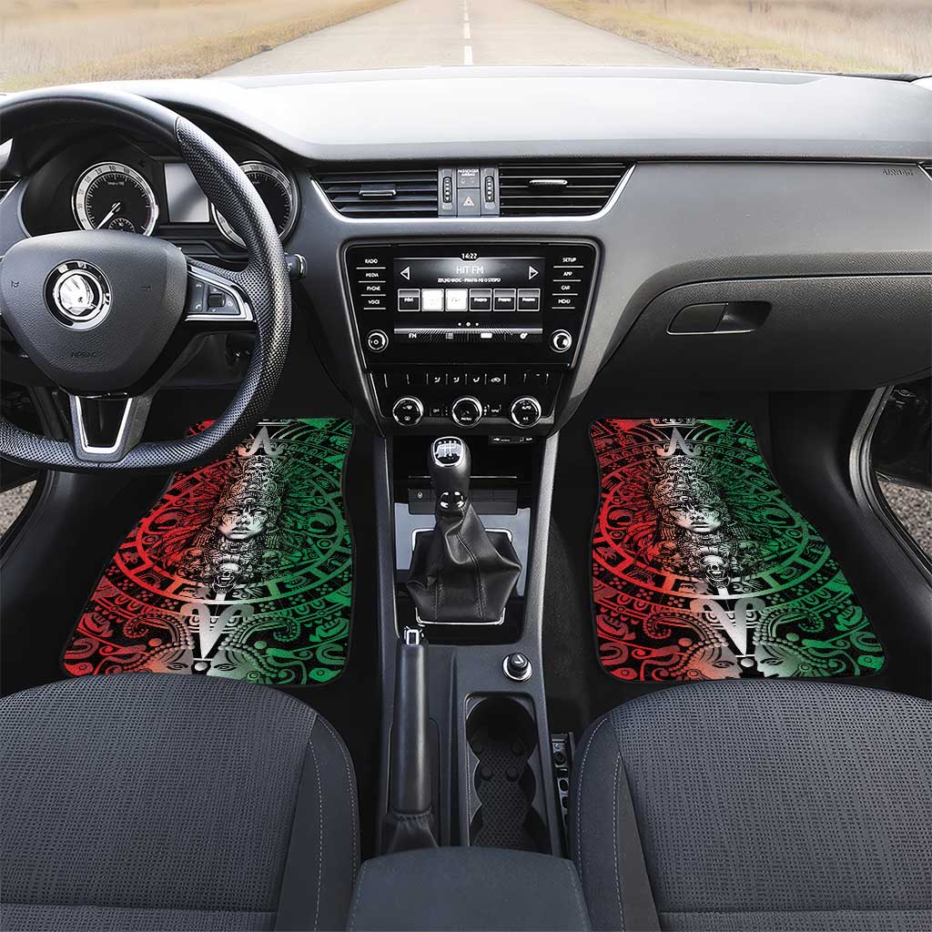 Mexico Aztec Warrior Goddess Car Mats Aztec Skull Tribal Calender Tricolor Spirit - Wonder Print Shop