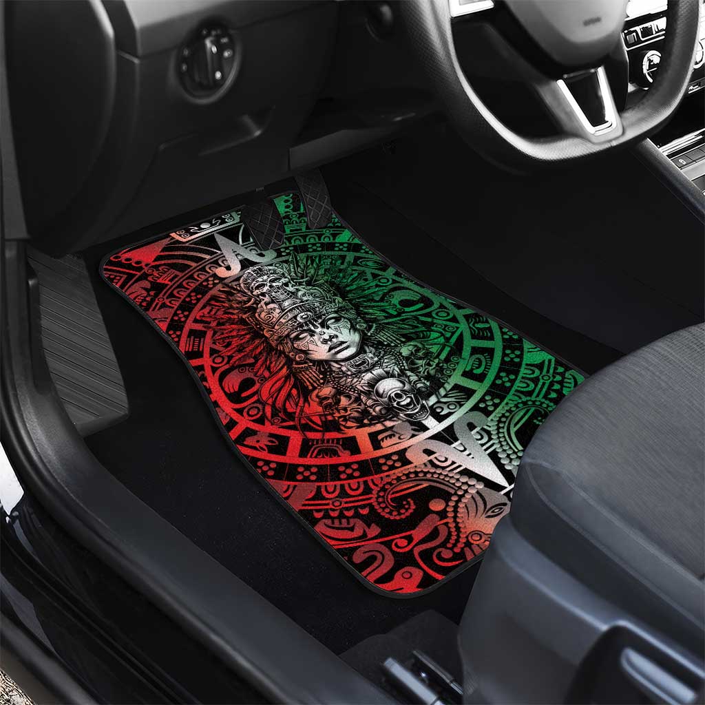 Mexico Aztec Warrior Goddess Car Mats Aztec Skull Tribal Calender Tricolor Spirit - Wonder Print Shop