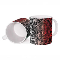 Mexico Aztec Warrior Goddess Ceramic Mug Aztec Skull Tribal Calender Tricolor Spirit - Wonder Print Shop