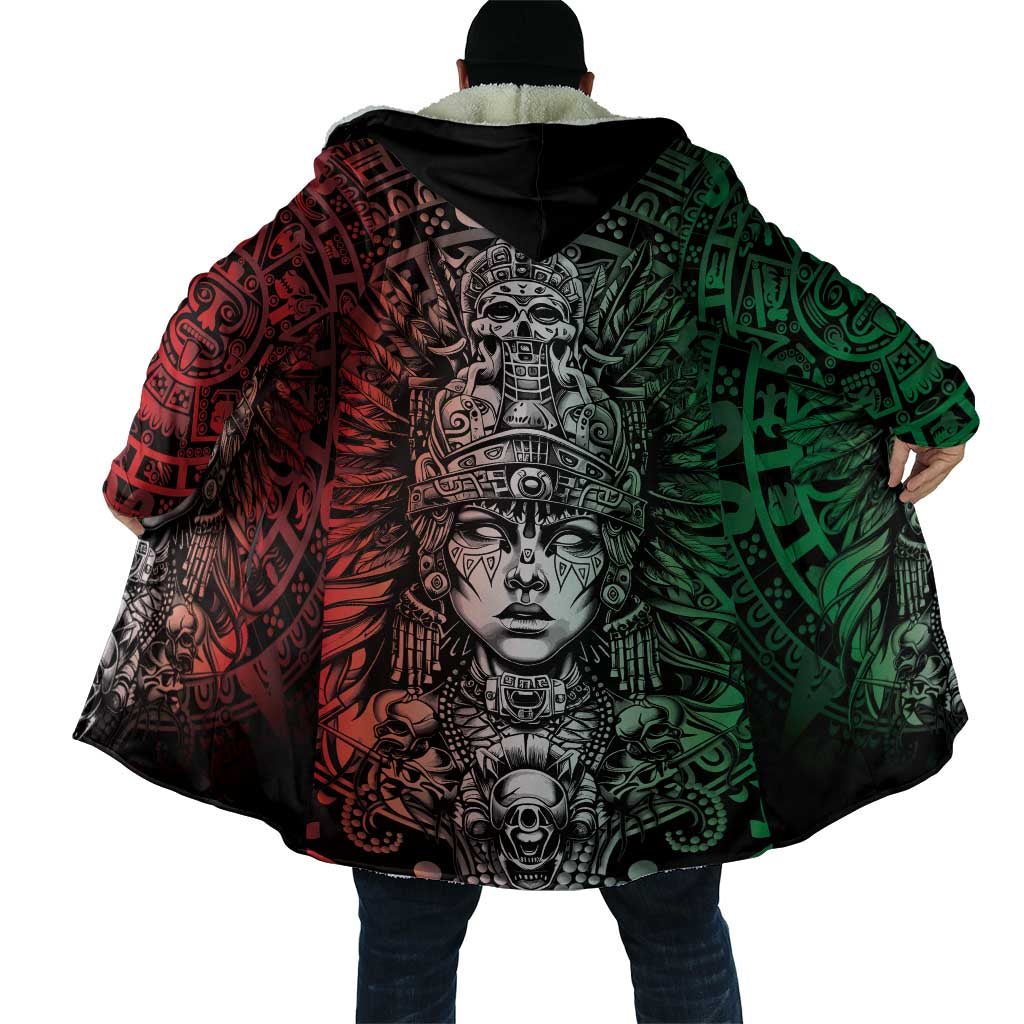 Mexico Aztec Warrior Goddess Cloak Aztec Skull Tribal Calender Tricolor Spirit - Wonder Print Shop