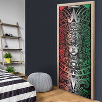 Mexico Aztec Warrior Goddess Door Cover Aztec Skull Tribal Calender Tricolor Spirit - Wonder Print Shop