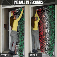 Mexico Aztec Warrior Goddess Door Cover Aztec Skull Tribal Calender Tricolor Spirit - Wonder Print Shop