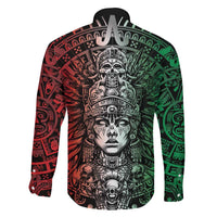 Mexico Aztec Warrior Goddess Family Matching Mermaid Dress and Hawaiian Shirt Aztec Skull Tribal Calender Tricolor Spirit