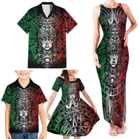 Mexico Aztec Warrior Goddess Family Matching Tank Maxi Dress and Hawaiian Shirt Aztec Skull Tribal Calender Tricolor Spirit