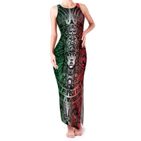 Mexico Aztec Warrior Goddess Family Matching Tank Maxi Dress and Hawaiian Shirt Aztec Skull Tribal Calender Tricolor Spirit