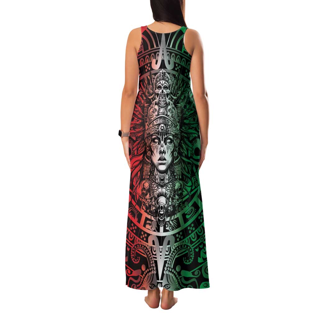 Mexico Aztec Warrior Goddess Family Matching Tank Maxi Dress and Hawaiian Shirt Aztec Skull Tribal Calender Tricolor Spirit