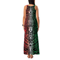 Mexico Aztec Warrior Goddess Family Matching Tank Maxi Dress and Hawaiian Shirt Aztec Skull Tribal Calender Tricolor Spirit