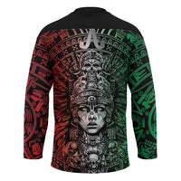 Mexico Aztec Warrior Goddess Hockey Jersey Aztec Skull Tribal Calender Tricolor Spirit - Wonder Print Shop