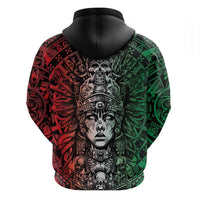 Mexico Aztec Warrior Goddess Hoodie Aztec Skull Tribal Calender Tricolor Spirit - Wonder Print Shop