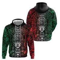 Mexico Aztec Warrior Goddess Hoodie Aztec Skull Tribal Calender Tricolor Spirit - Wonder Print Shop