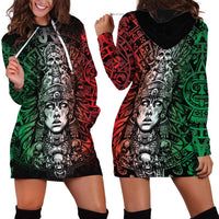 Mexico Aztec Warrior Goddess Hoodie Dress Aztec Skull Tribal Calender Tricolor Spirit - Wonder Print Shop