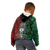 Mexico Aztec Warrior Goddess Kid Hoodie Aztec Skull Tribal Calender Tricolor Spirit - Wonder Print Shop