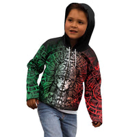 Mexico Aztec Warrior Goddess Kid Hoodie Aztec Skull Tribal Calender Tricolor Spirit - Wonder Print Shop