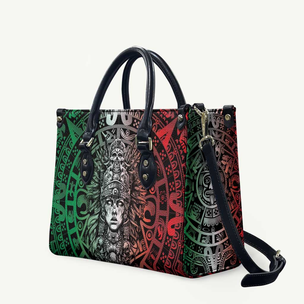 Mexico Aztec Warrior Goddess Leather Bag Aztec Skull Tribal Calender Tricolor Spirit - Wonder Print Shop