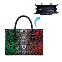 Mexico Aztec Warrior Goddess Leather Bag Aztec Skull Tribal Calender Tricolor Spirit - Wonder Print Shop