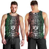 Mexico Aztec Warrior Goddess Men Tank Top Aztec Skull Tribal Calender Tricolor Spirit - Wonder Print Shop