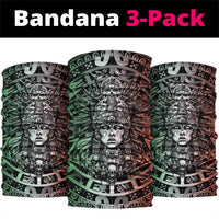 Mexico Aztec Warrior Goddess Neck Gaiter Aztec Skull Tribal Calender Tricolor Spirit - Wonder Print Shop