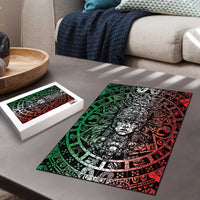 Mexico Aztec Warrior Goddess Puzzle Aztec Skull Tribal Calender Tricolor Spirit - Wonder Print Shop