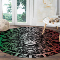Mexico Aztec Warrior Goddess Round Carpet Aztec Skull Tribal Calender Tricolor Spirit - Wonder Print Shop