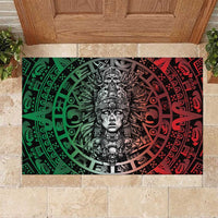 Mexico Aztec Warrior Goddess Rubber Doormat Aztec Skull Tribal Calender Tricolor Spirit - Wonder Print Shop