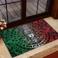 Mexico Aztec Warrior Goddess Rubber Doormat Aztec Skull Tribal Calender Tricolor Spirit - Wonder Print Shop