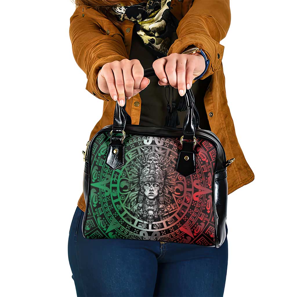 Mexico Aztec Warrior Goddess Shoulder Handbag Aztec Skull Tribal Calender Tricolor Spirit - Wonder Print Shop