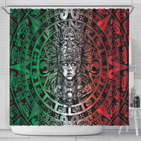 Mexico Aztec Warrior Goddess Shower Curtain Aztec Skull Tribal Calender Tricolor Spirit - Wonder Print Shop