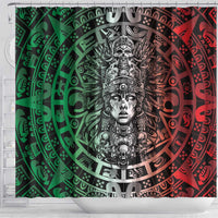 Mexico Aztec Warrior Goddess Shower Curtain Aztec Skull Tribal Calender Tricolor Spirit - Wonder Print Shop