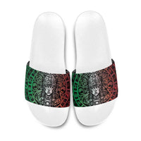Mexico Aztec Warrior Goddess Slide Sandals Aztec Skull Tribal Calender Tricolor Spirit - Wonder Print Shop