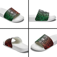Mexico Aztec Warrior Goddess Slide Sandals Aztec Skull Tribal Calender Tricolor Spirit - Wonder Print Shop
