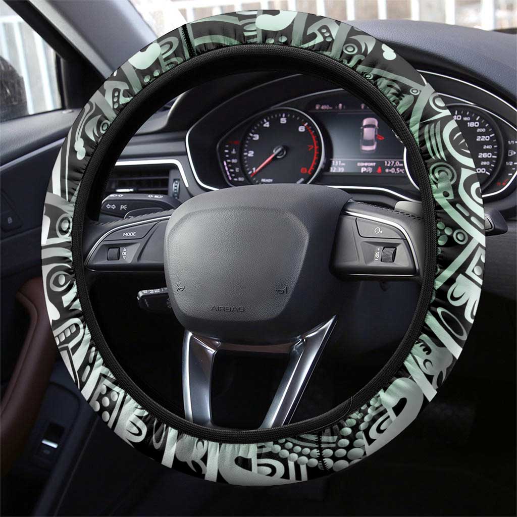 Mexico Aztec Warrior Goddess Steering Wheel Cover Aztec Skull Tribal Calender Tricolor Spirit - Wonder Print Shop
