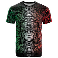 Mexico Aztec Warrior Goddess T Shirt Aztec Skull Tribal Calender Tricolor Spirit - Wonder Print Shop