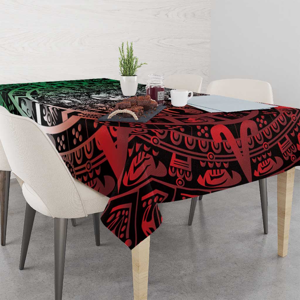 Mexico Aztec Warrior Goddess Tablecloth Aztec Skull Tribal Calender Tricolor Spirit - Wonder Print Shop
