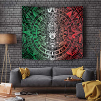 Mexico Aztec Warrior Goddess Tapestry Aztec Skull Tribal Calender Tricolor Spirit - Wonder Print Shop