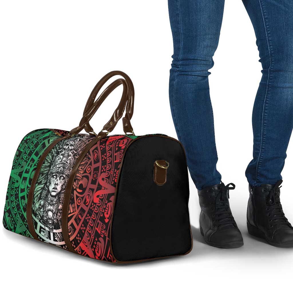 Mexico Aztec Warrior Goddess Travel Bag Aztec Skull Tribal Calender Tricolor Spirit - Wonder Print Shop