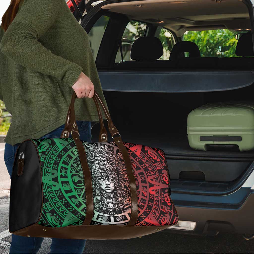 Mexico Aztec Warrior Goddess Travel Bag Aztec Skull Tribal Calender Tricolor Spirit - Wonder Print Shop