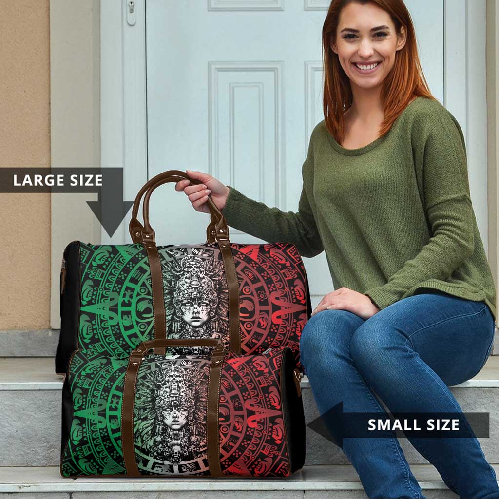 Mexico Aztec Warrior Goddess Travel Bag Aztec Skull Tribal Calender Tricolor Spirit - Wonder Print Shop
