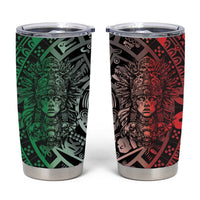 Mexico Aztec Warrior Goddess Tumbler Cup Aztec Skull Tribal Calender Tricolor Spirit - Wonder Print Shop