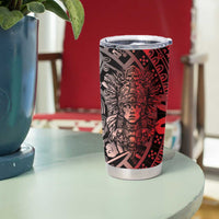 Mexico Aztec Warrior Goddess Tumbler Cup Aztec Skull Tribal Calender Tricolor Spirit - Wonder Print Shop