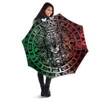 Mexico Aztec Warrior Goddess Umbrella Aztec Skull Tribal Calender Tricolor Spirit - Wonder Print Shop