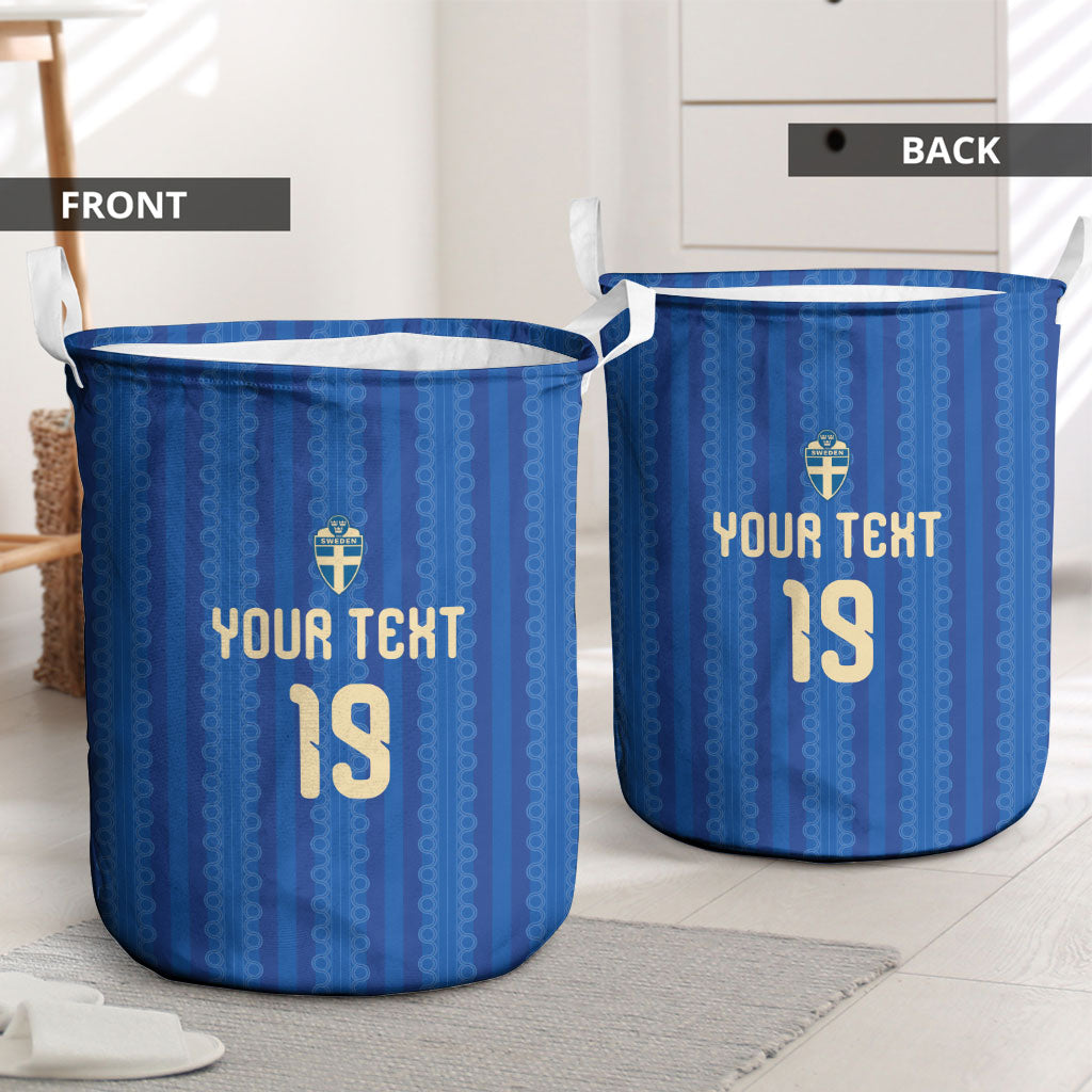 Custom World Football 2026 Sweden Laundry Basket Swedish The Blue and Yellow Champions