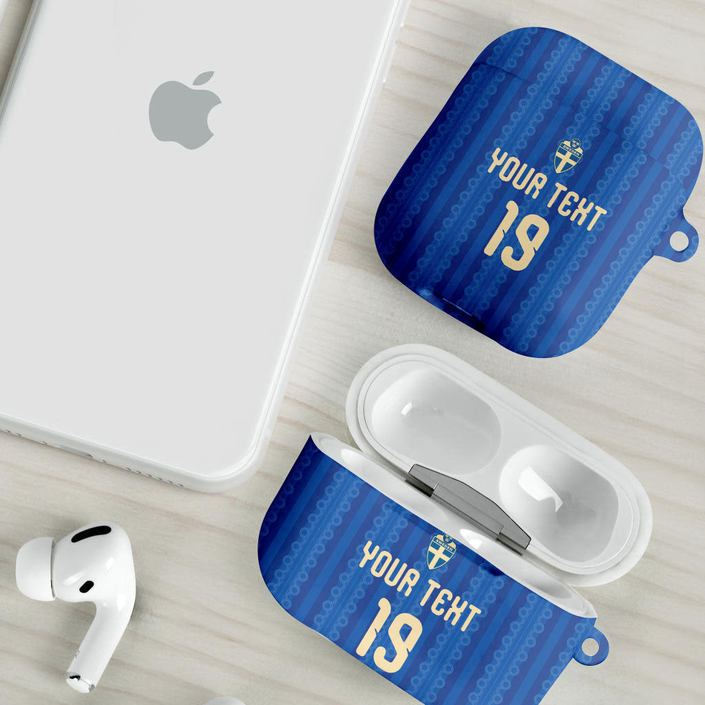 Custom World Football 2026 Sweden AirPods Case Swedish The Blue and Yellow Champions